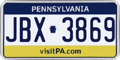 PA license plate JBX3869
