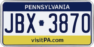 PA license plate JBX3870