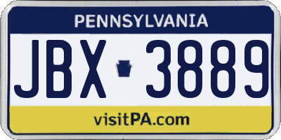 PA license plate JBX3889