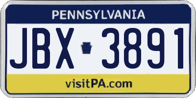 PA license plate JBX3891