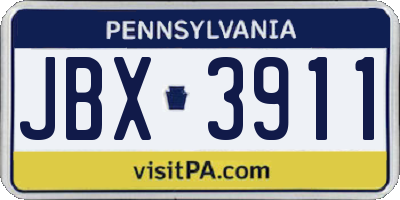 PA license plate JBX3911
