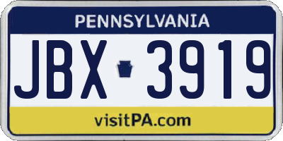 PA license plate JBX3919