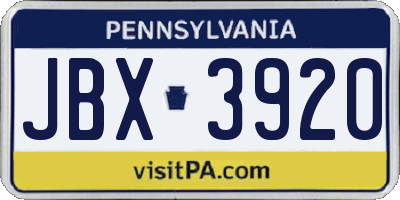 PA license plate JBX3920