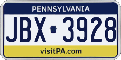 PA license plate JBX3928