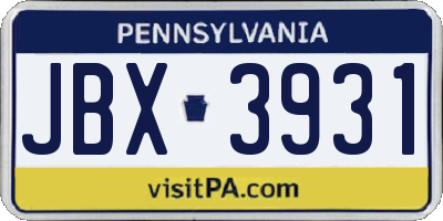 PA license plate JBX3931