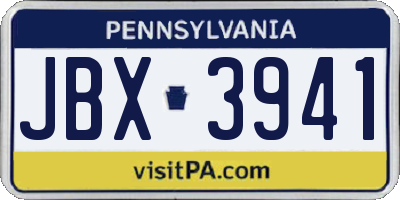 PA license plate JBX3941