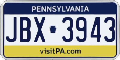 PA license plate JBX3943