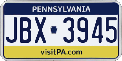 PA license plate JBX3945