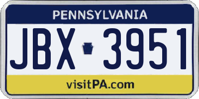 PA license plate JBX3951