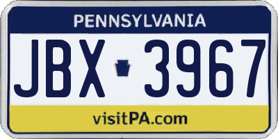 PA license plate JBX3967