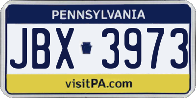 PA license plate JBX3973
