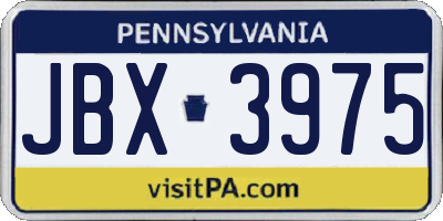 PA license plate JBX3975