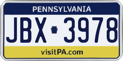 PA license plate JBX3978