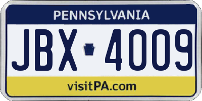 PA license plate JBX4009