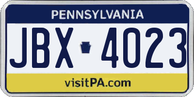 PA license plate JBX4023