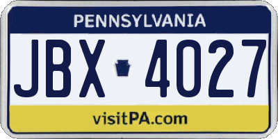 PA license plate JBX4027