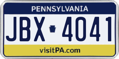 PA license plate JBX4041