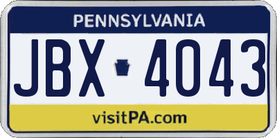PA license plate JBX4043