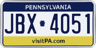 PA license plate JBX4051