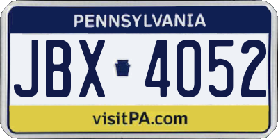 PA license plate JBX4052