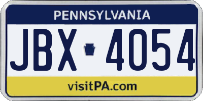 PA license plate JBX4054