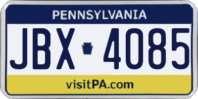 PA license plate JBX4085