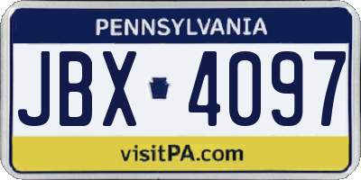 PA license plate JBX4097