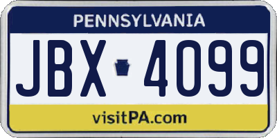 PA license plate JBX4099
