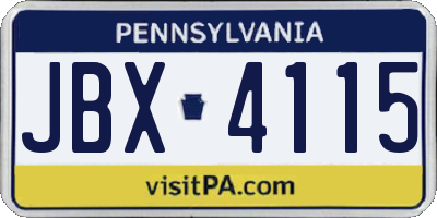 PA license plate JBX4115