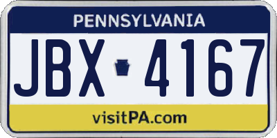 PA license plate JBX4167