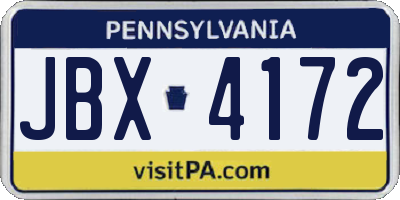 PA license plate JBX4172