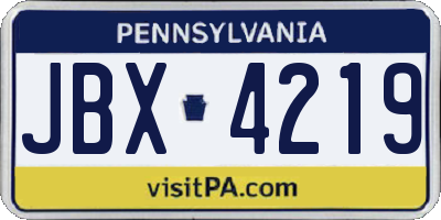 PA license plate JBX4219