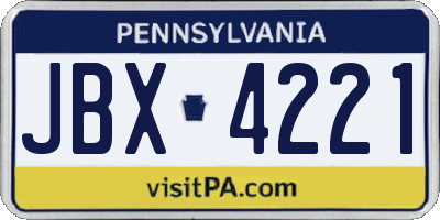PA license plate JBX4221