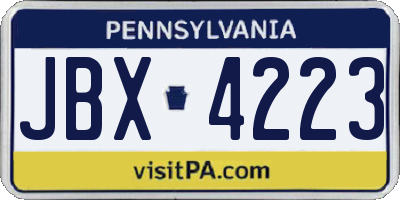PA license plate JBX4223