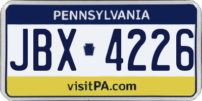 PA license plate JBX4226