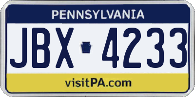 PA license plate JBX4233