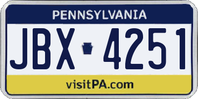 PA license plate JBX4251