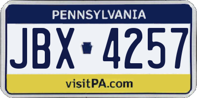PA license plate JBX4257