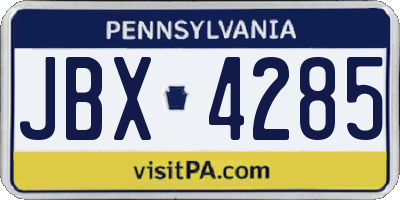 PA license plate JBX4285