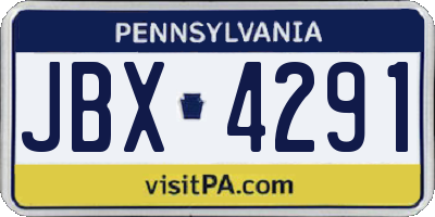 PA license plate JBX4291