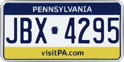 PA license plate JBX4295