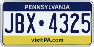 PA license plate JBX4325