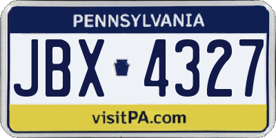 PA license plate JBX4327