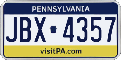 PA license plate JBX4357