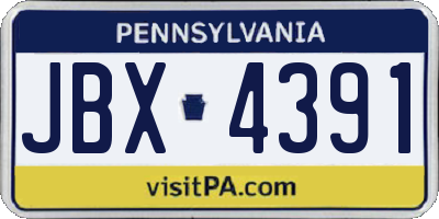 PA license plate JBX4391
