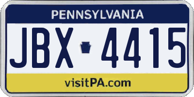 PA license plate JBX4415