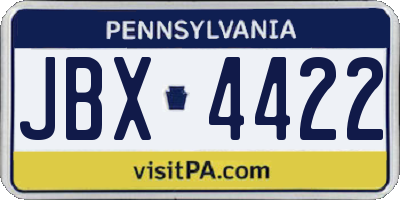 PA license plate JBX4422