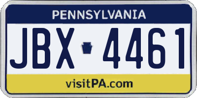 PA license plate JBX4461