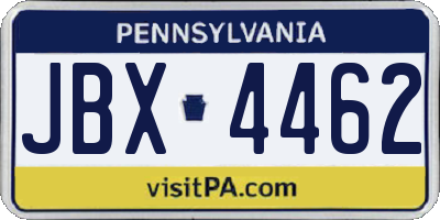 PA license plate JBX4462