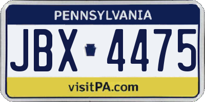 PA license plate JBX4475